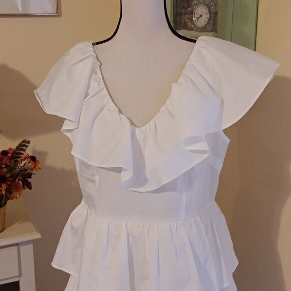 NWT A New Day White Ruffled Dress Coastal Cowgirl,  Soft Girl, Tomato Girl - Picture 4 of 11